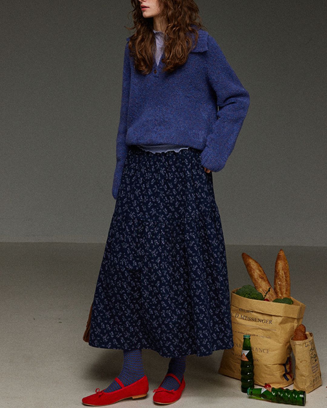 Half-button Collar Knit Pullover KN055