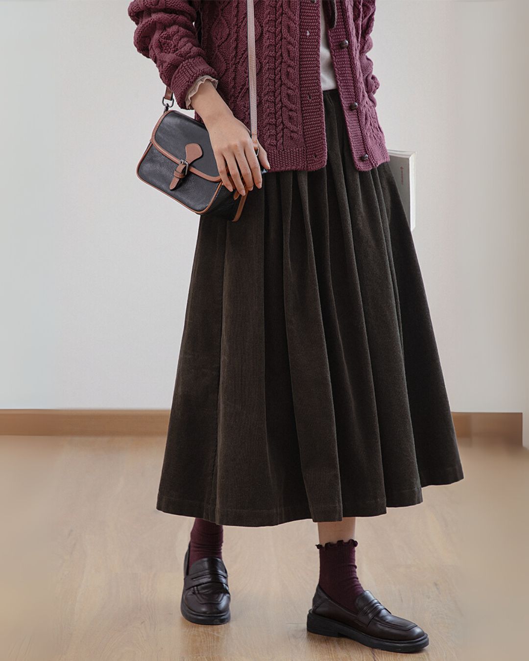 Corduroy Gathered Skirt SK006