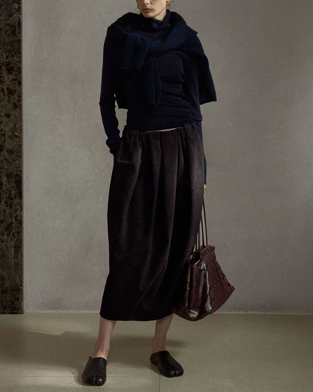 Brushed Tulip Midi Skirt SK019