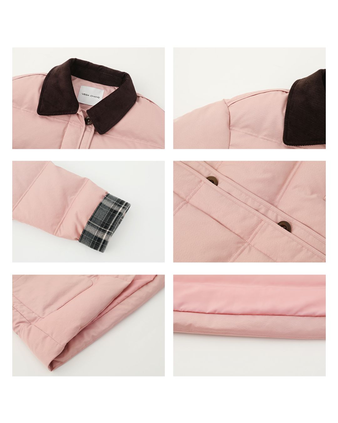 Collared Check Sleeve Down Jacket JK060