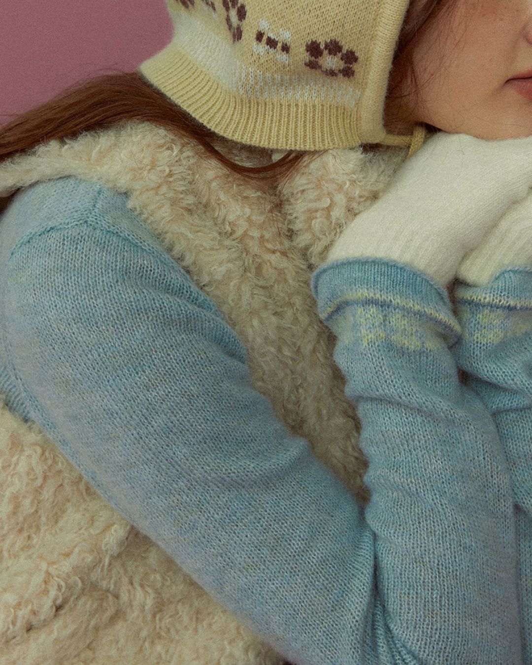 Asymmetrical Wooden Button Boa Vest VT019