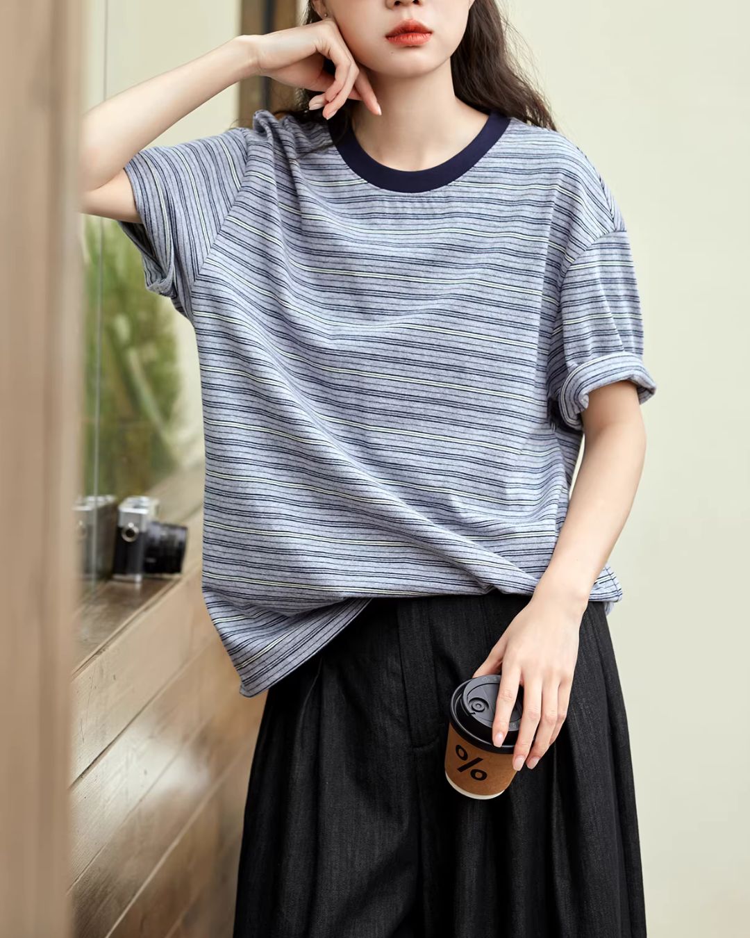 Pure Cotton Border Ringer T-Shirt ST010 – DITEE Pure Cotton Border Ringer T-Shirt ST010 – DITEE
