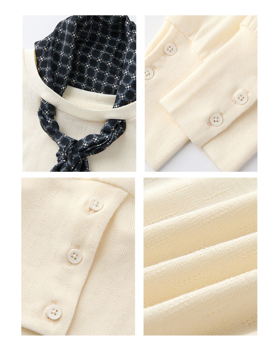 Checkered Scarf Buttoned Top LT005