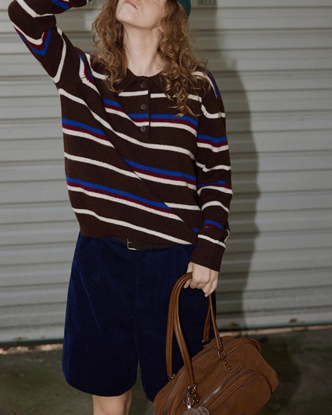 Contrast Border Polo Collar Knit KN045