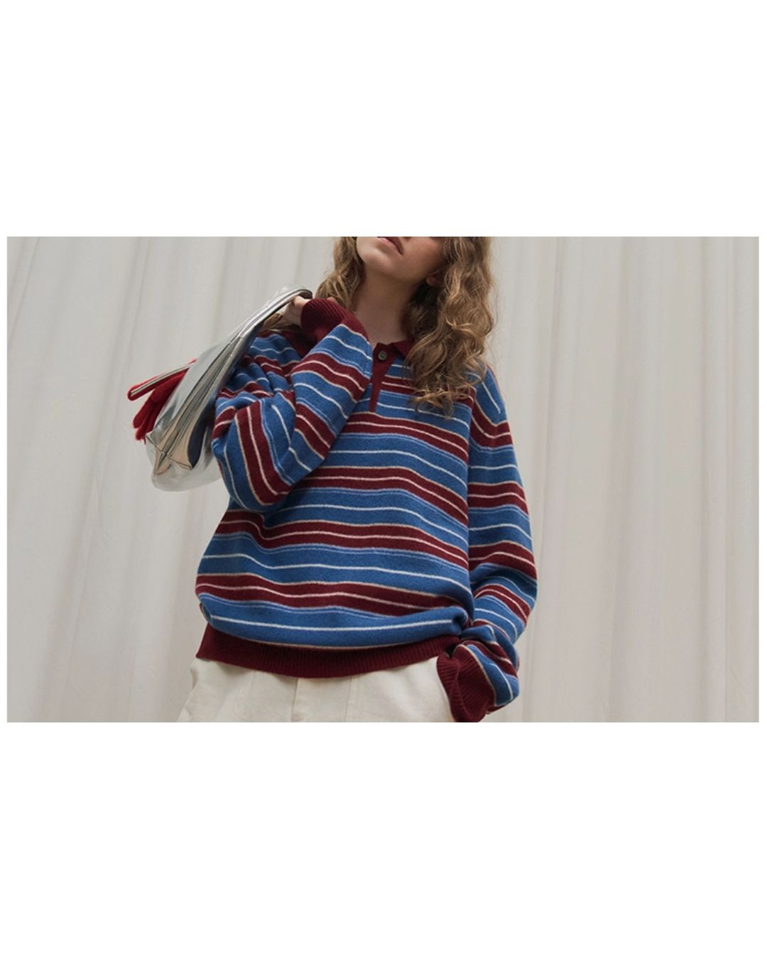 Border Collared Sweater KN059