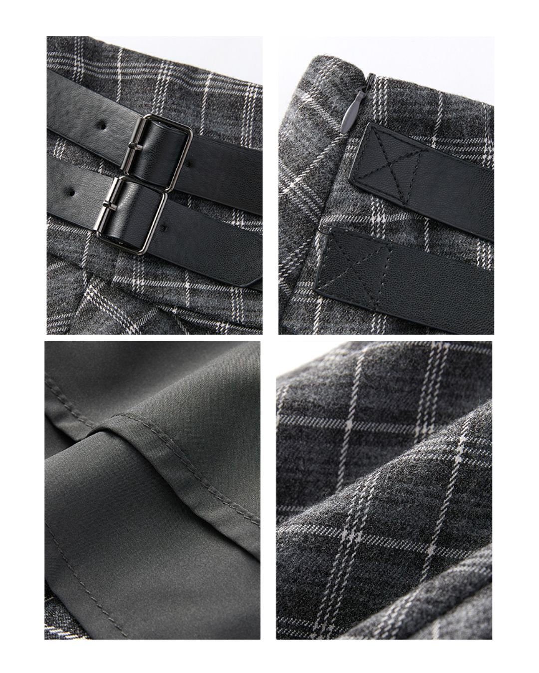 Draped Check Mini Skirt SK004