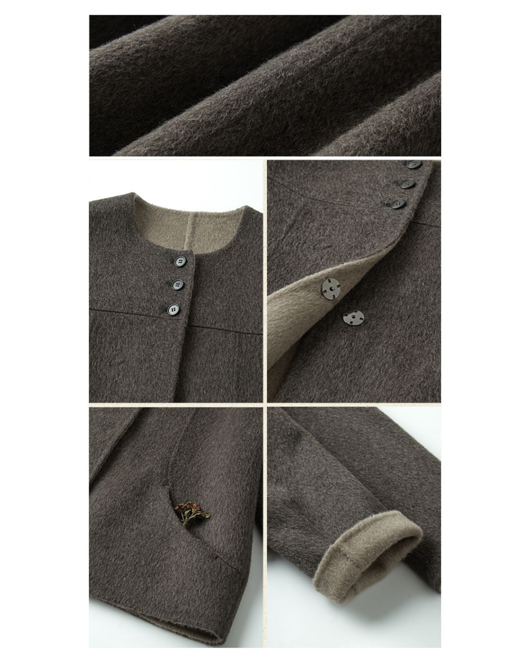 Wool Collarless Short Coat CT018