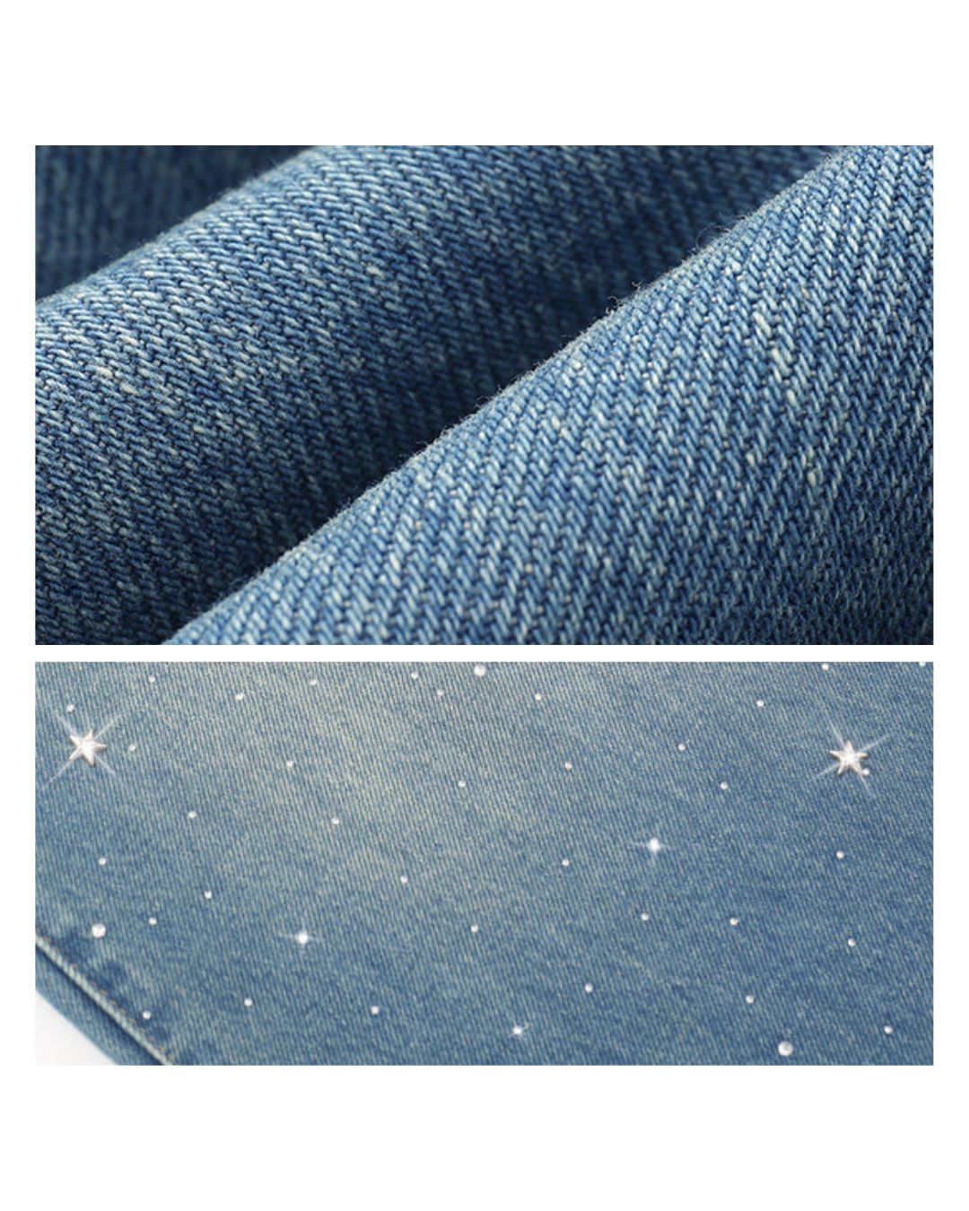 Star-studded Rhinestone-decorated Denim Pants DP015