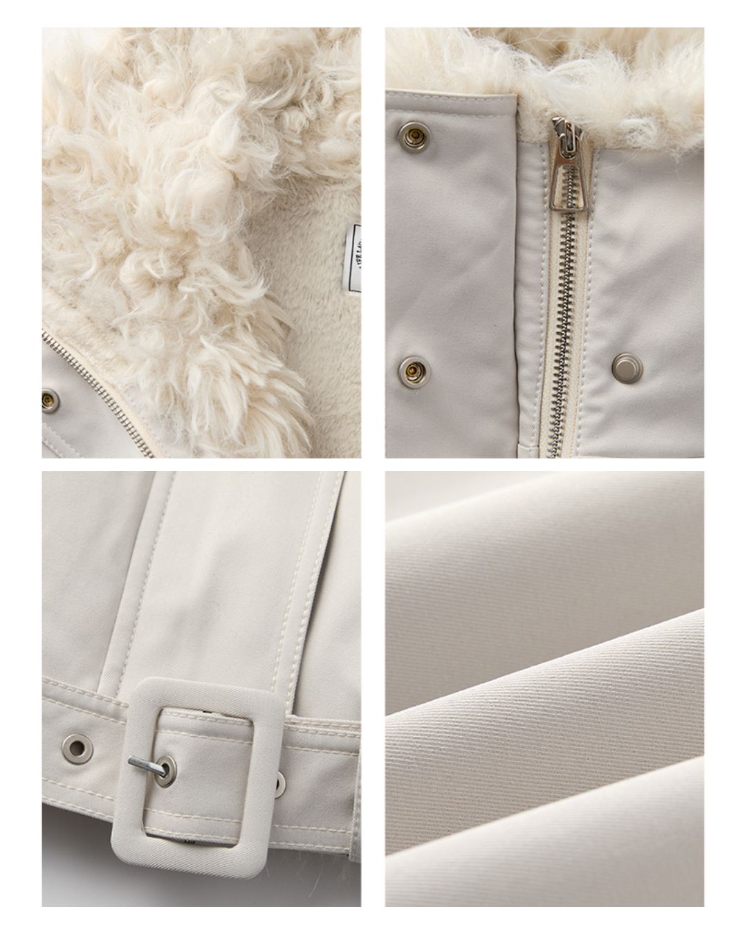 Belted Fur-lined Twill Jacket JK064