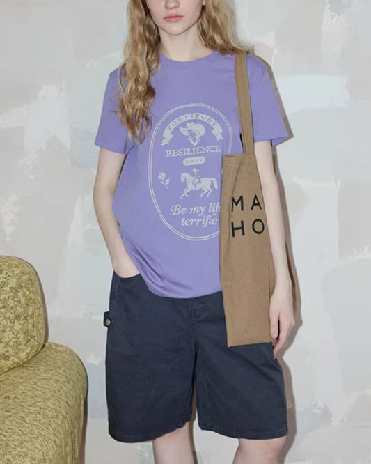 Retro Print French T-shirt ST008