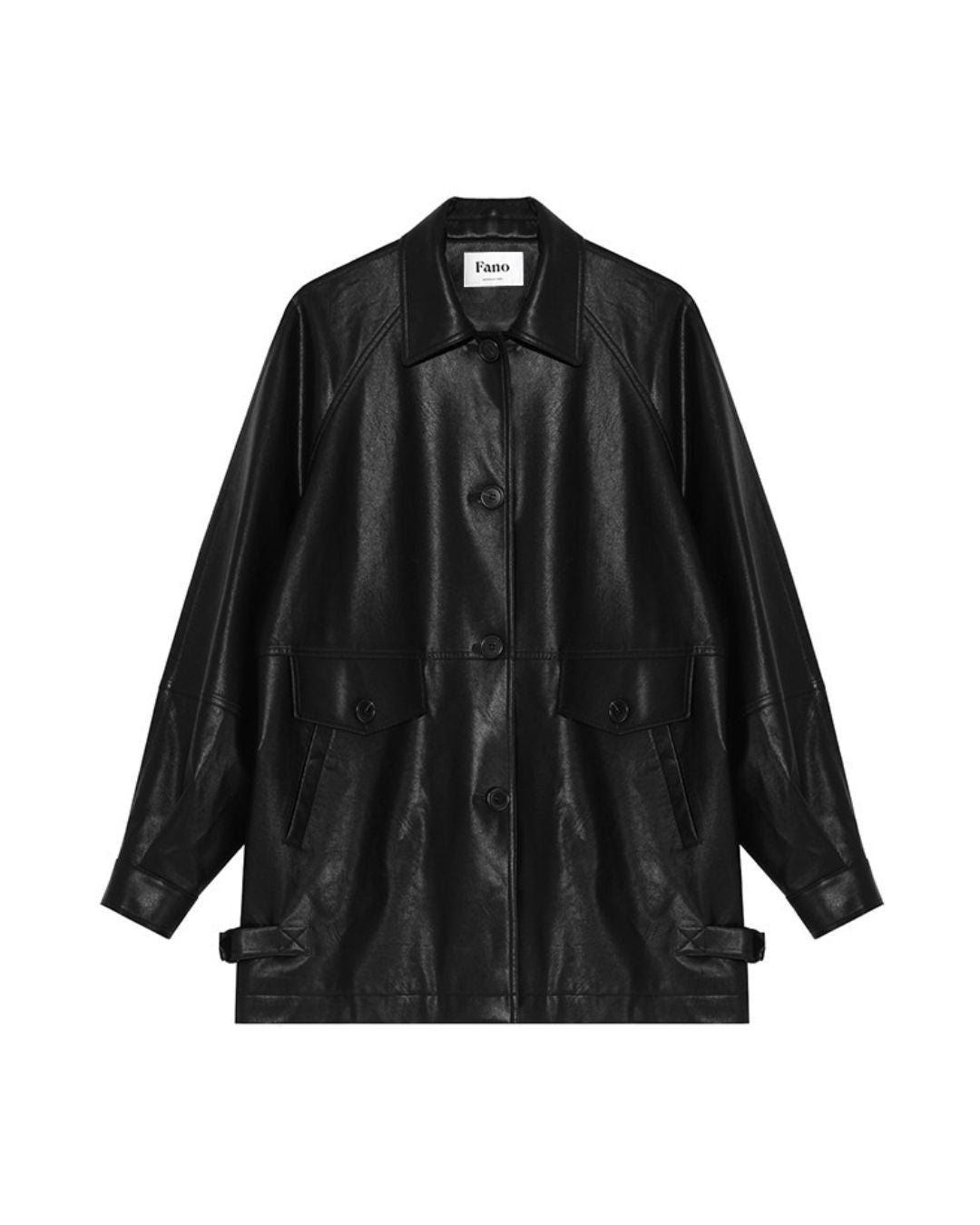 Mid-length Collared Leather Jacket JK036