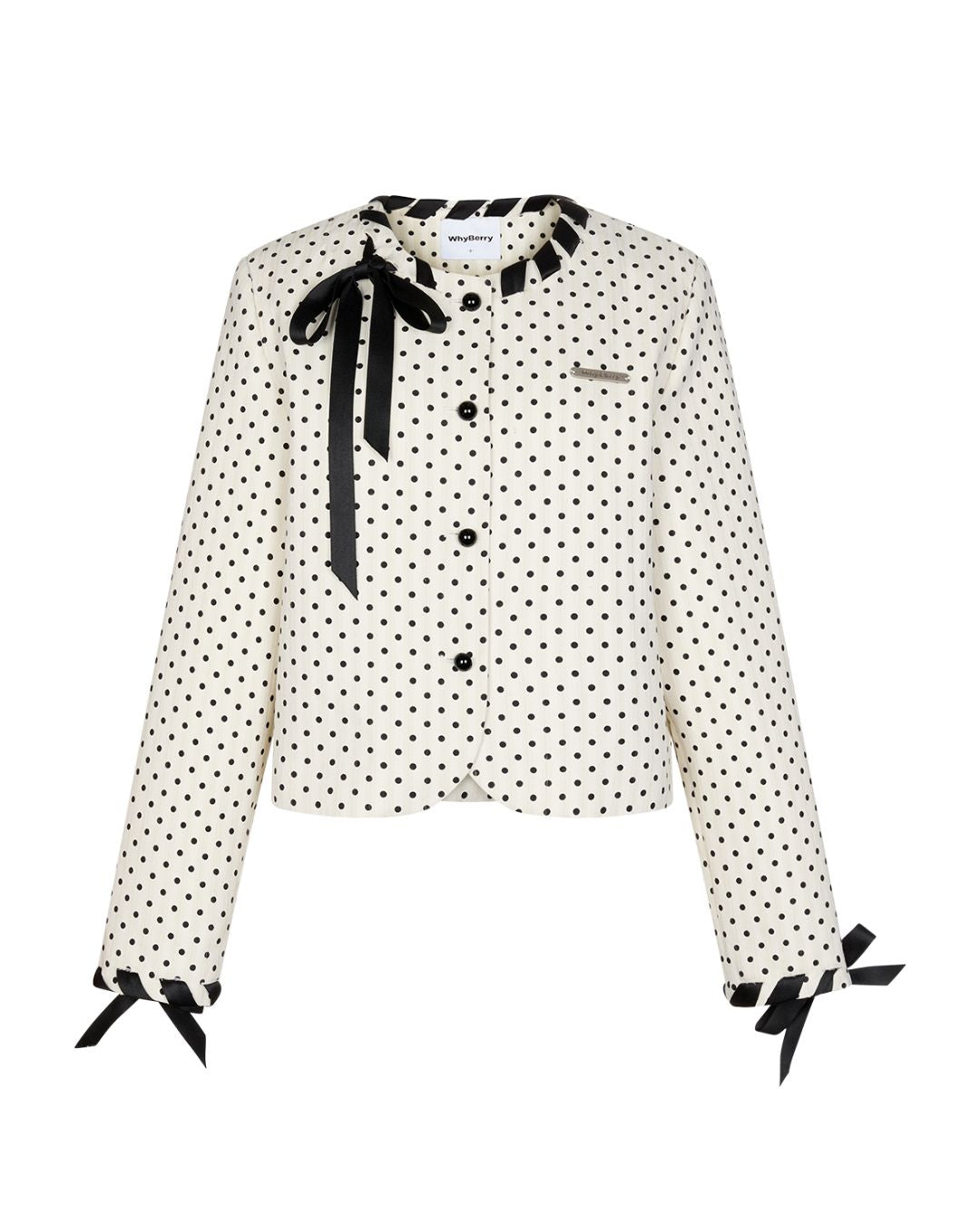 Ribbon Lace-Up Collarless Jacket JK029