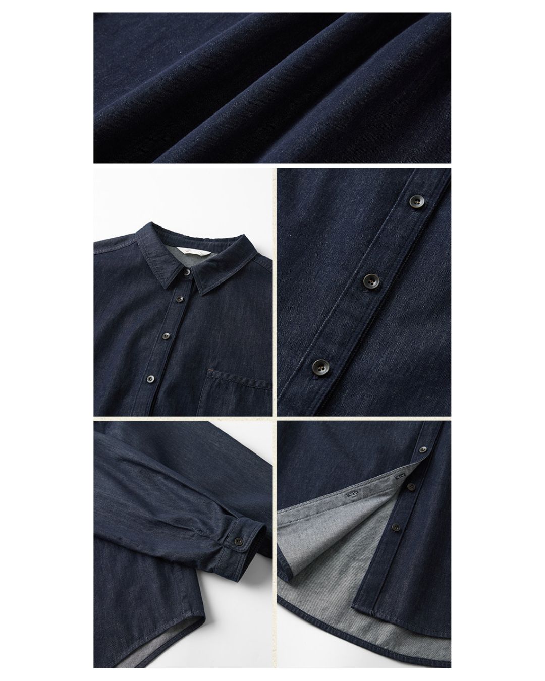 Casual Navy Denim Shirt LS041