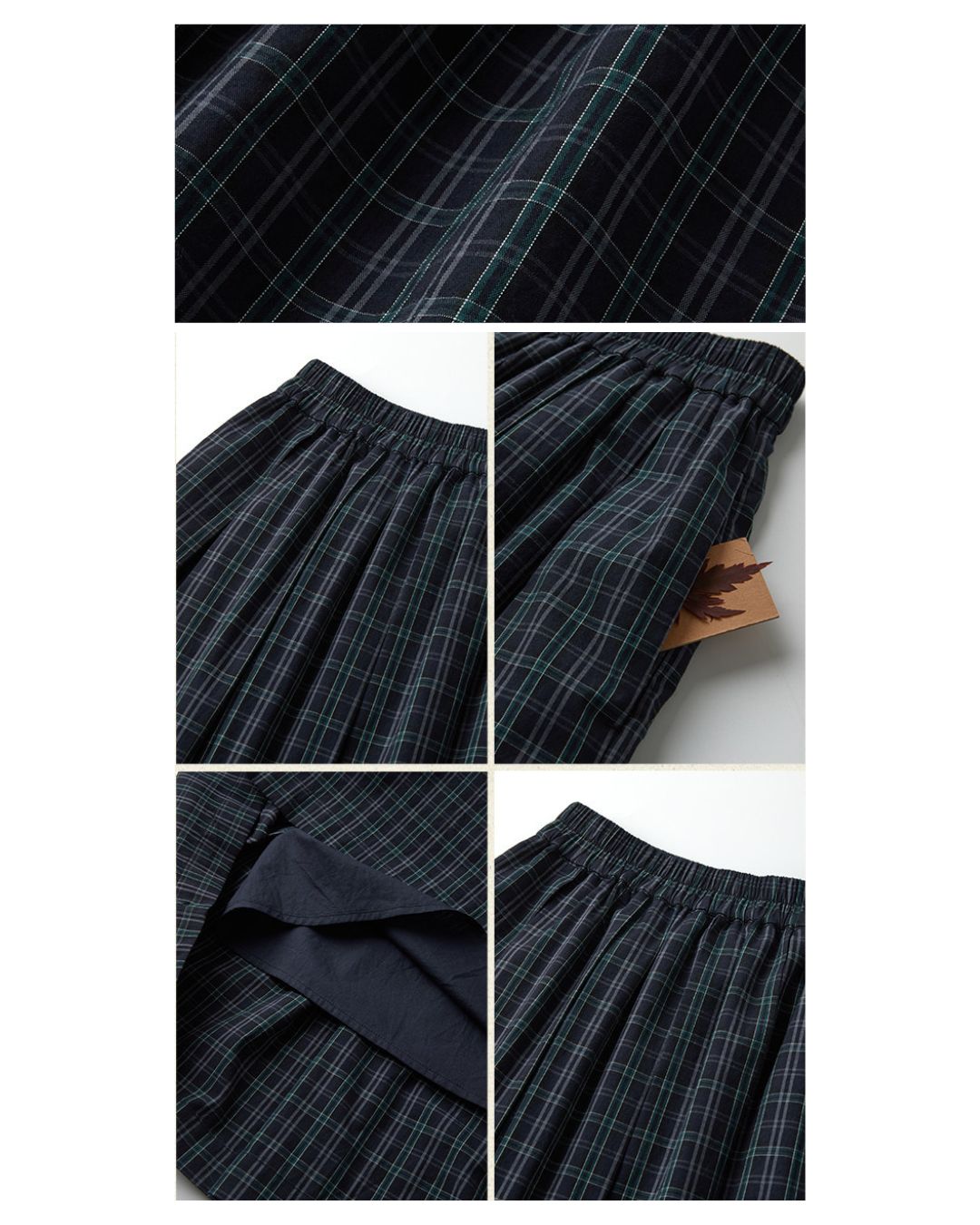 A-line Check Gathered Skirt SK021