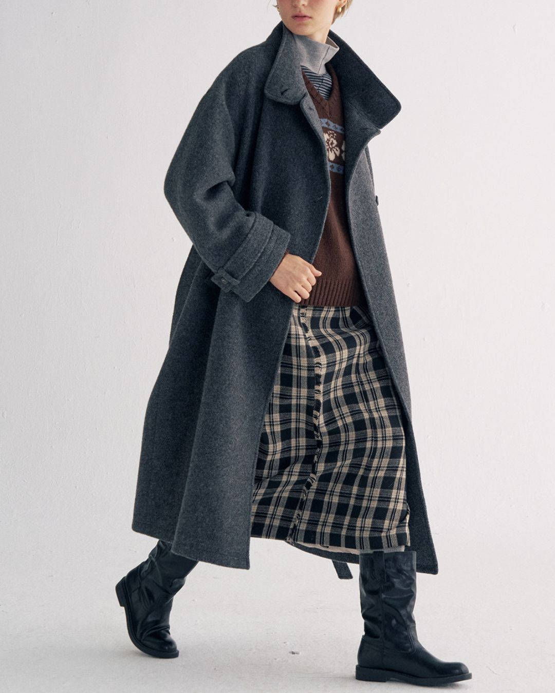 Stand-collar Wool Long Coat CT029