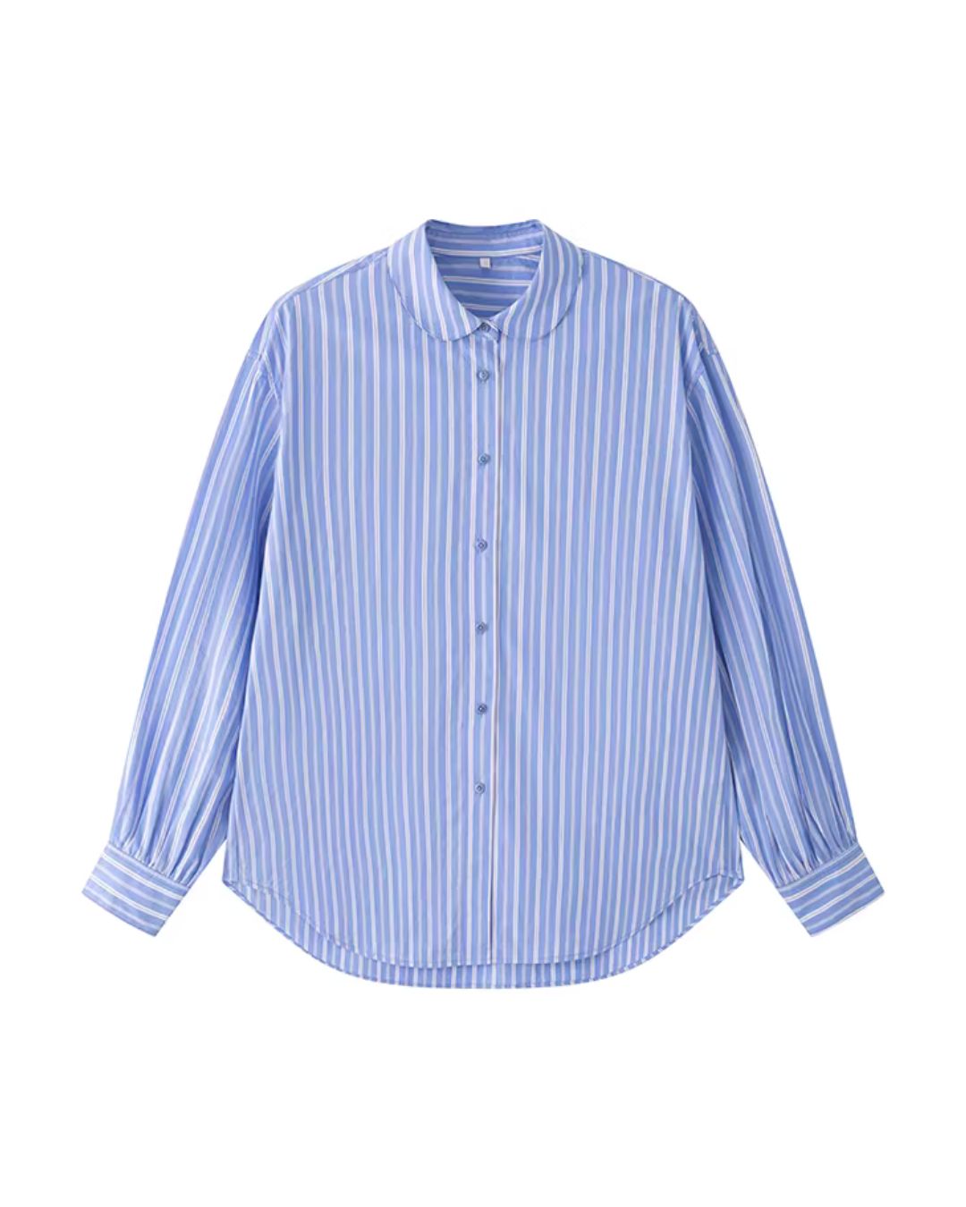 Round-collar Loose Striped Shirt LS063