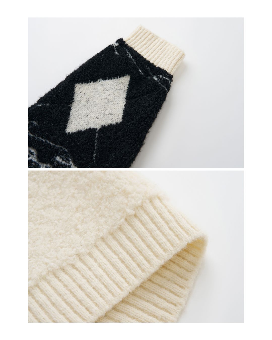 V-neck Geometric Raw Edge Knit Cardigan KN076