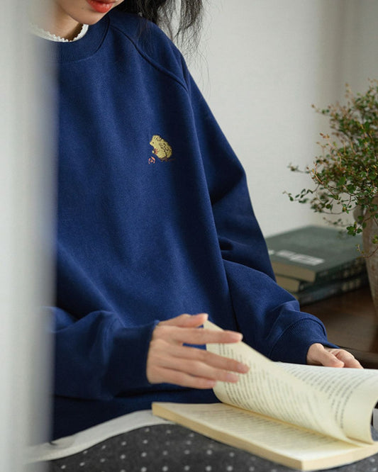 Hedgehog One-point Embroidered Sweat SW012
