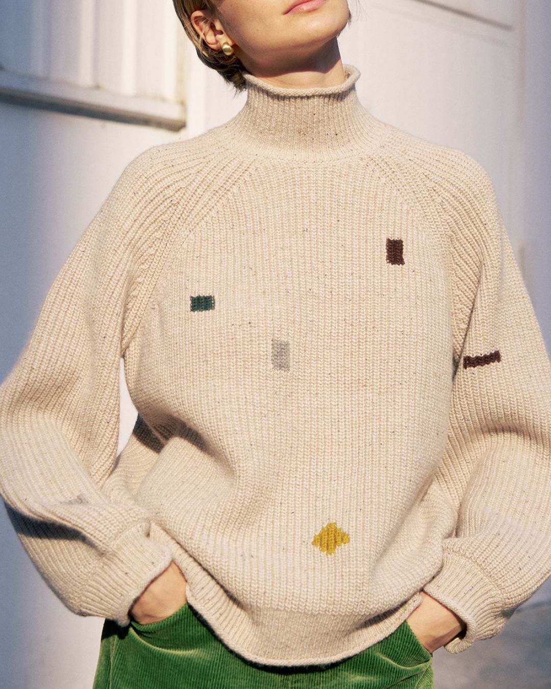 Geometric Nep High Neck Knit KN084