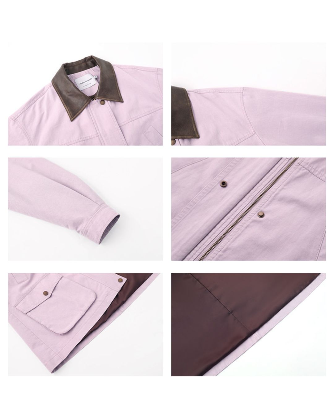 Leather Collar Oversized Work Jacket JK082