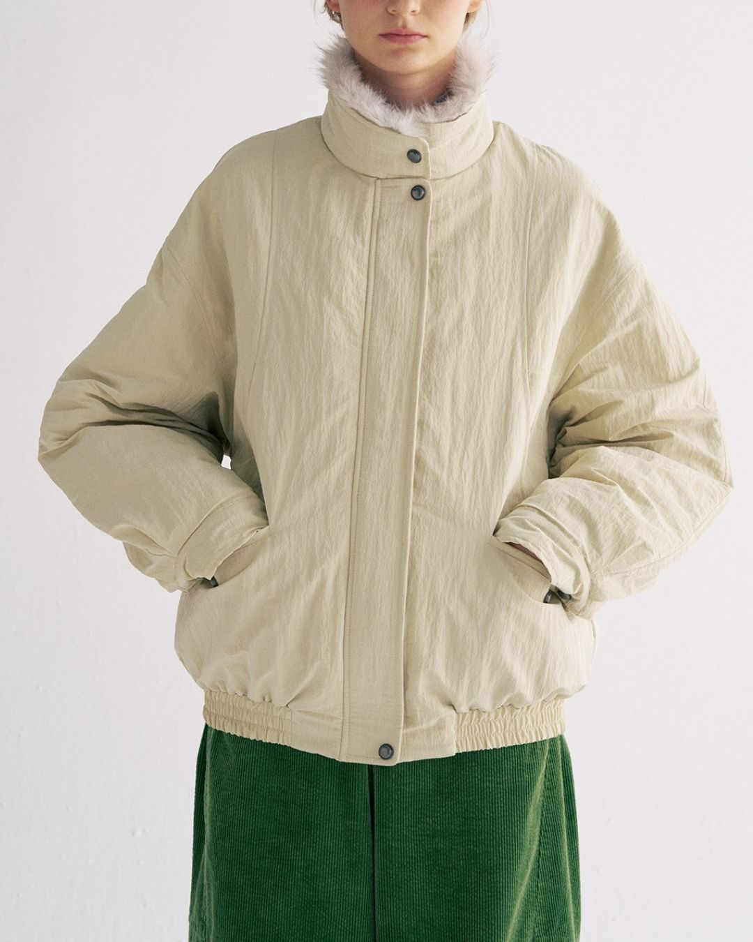 Detachable Fur Collar Quilted Jacket JK078