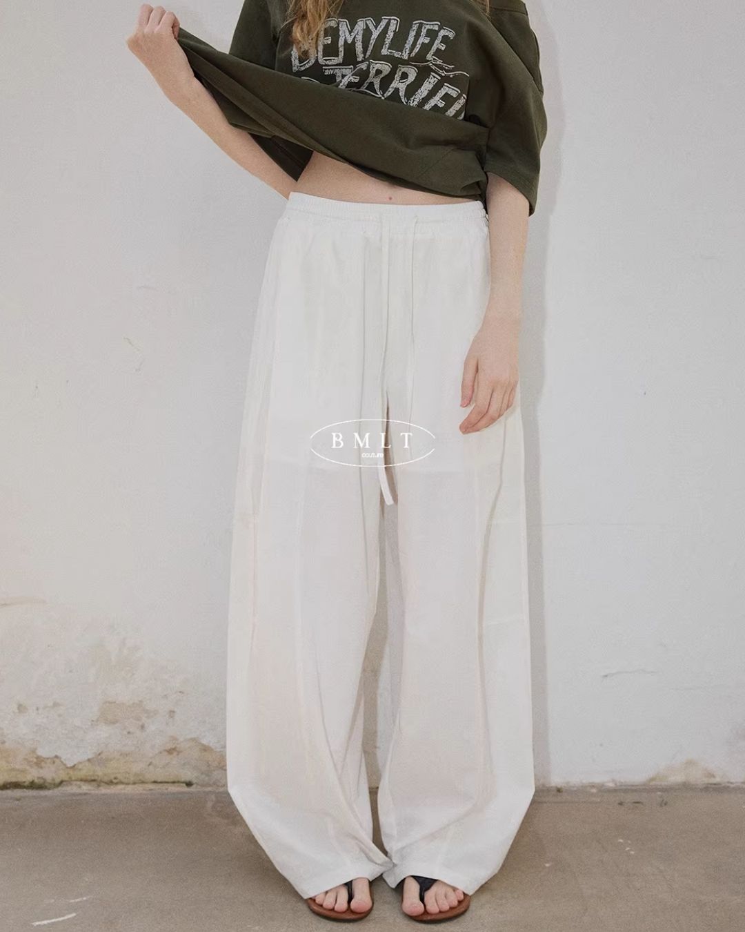 Drawstring Relaxed Wide Pants PT047