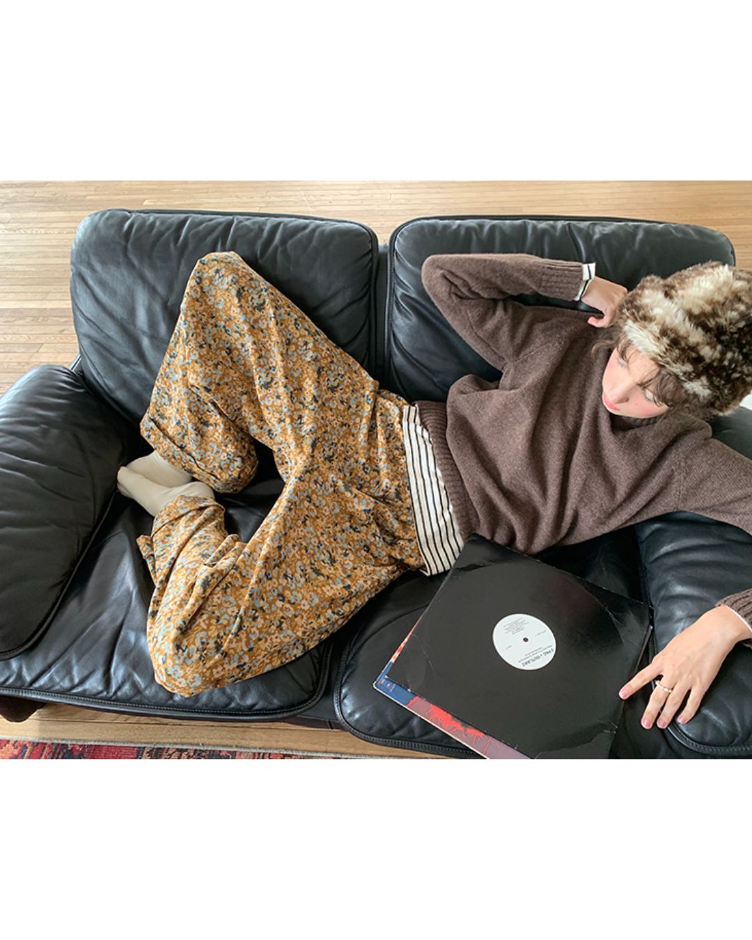 Corduroy Floral Wide Pants PT004