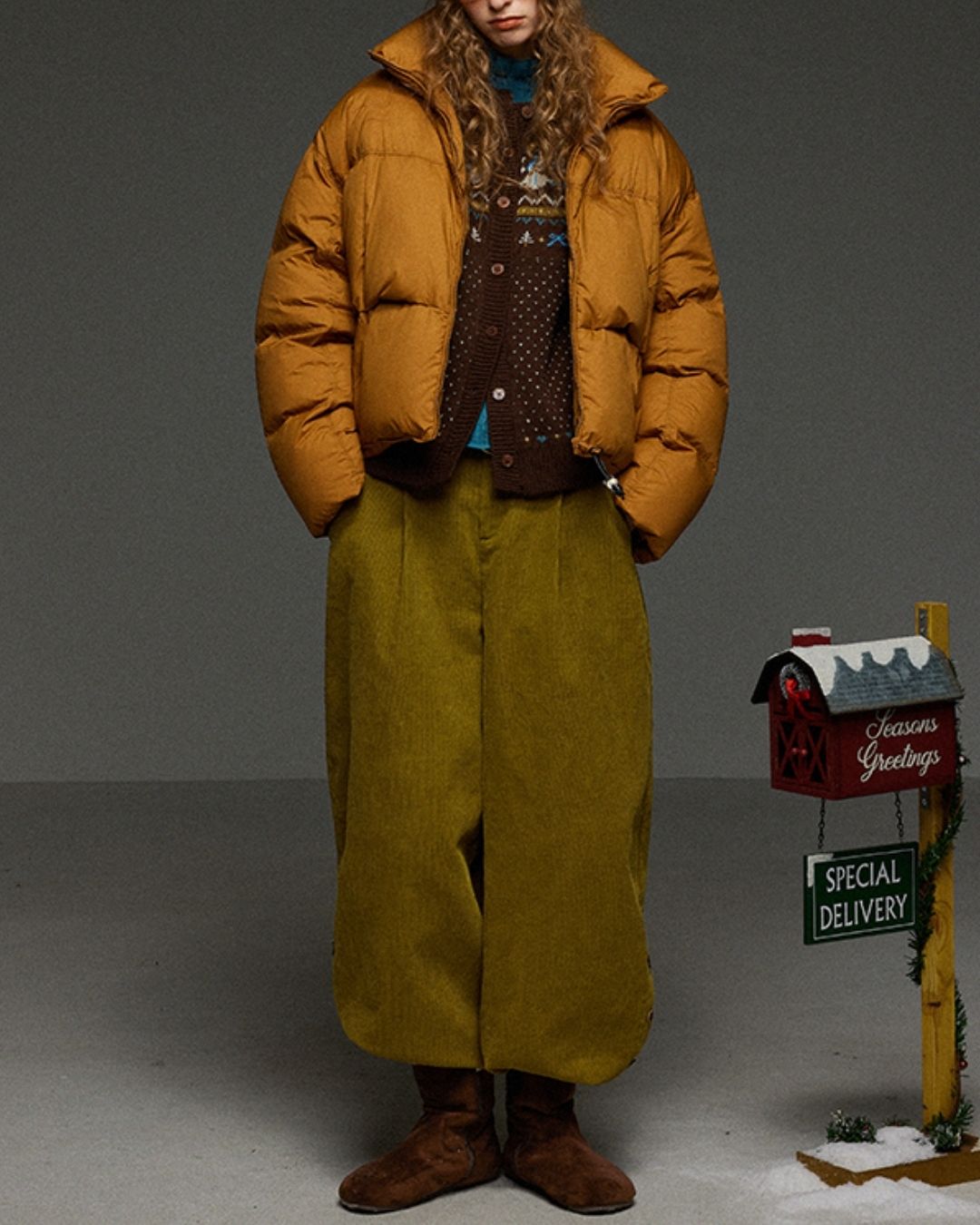 Corduroy Floral  Wide Pants　PT028