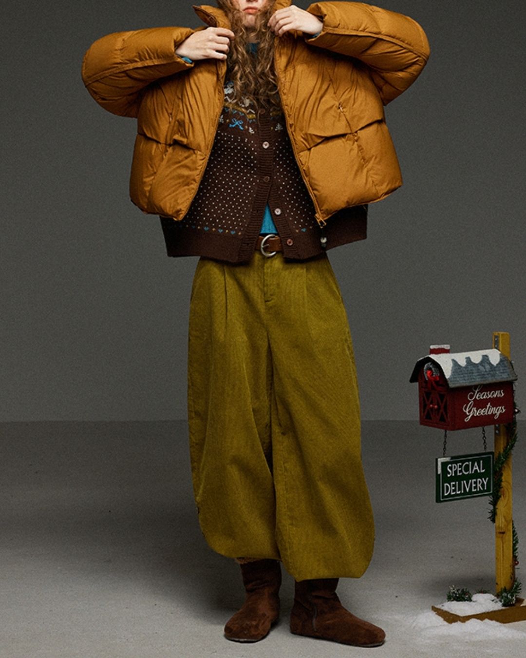 Corduroy Floral  Wide Pants　PT028