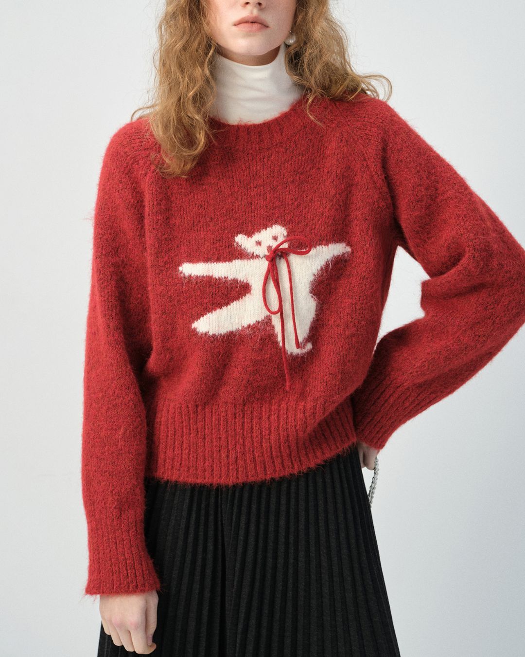 Bow Tie Bear Wool Sweater　KN040