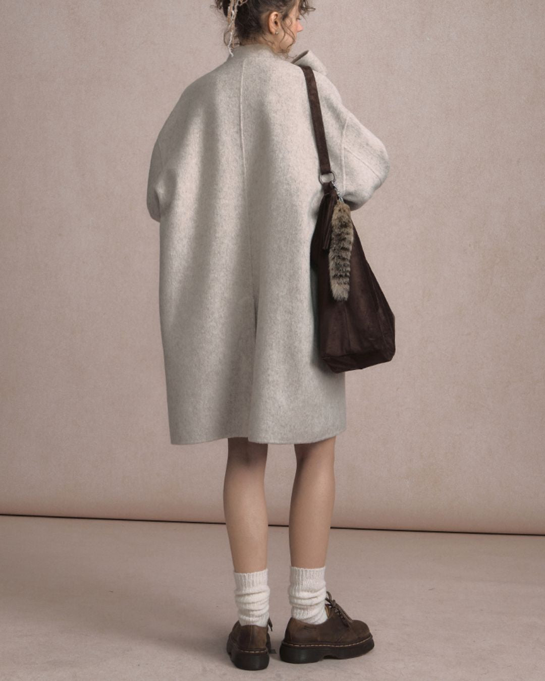 Bow-tied Pleated Cuff Wool Coat　CT026