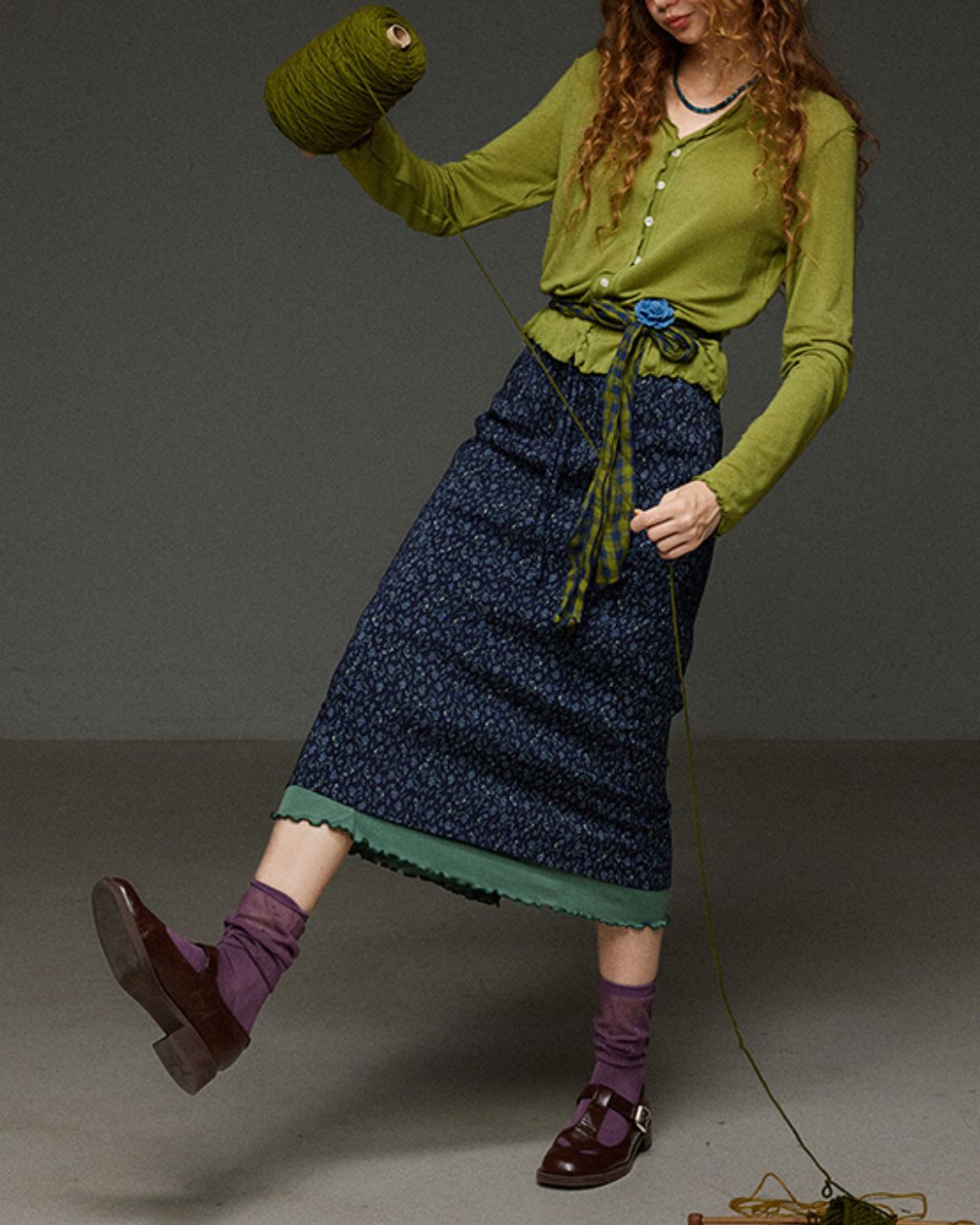 Merrow Frill V-Neck Knit Cardigan　KN032