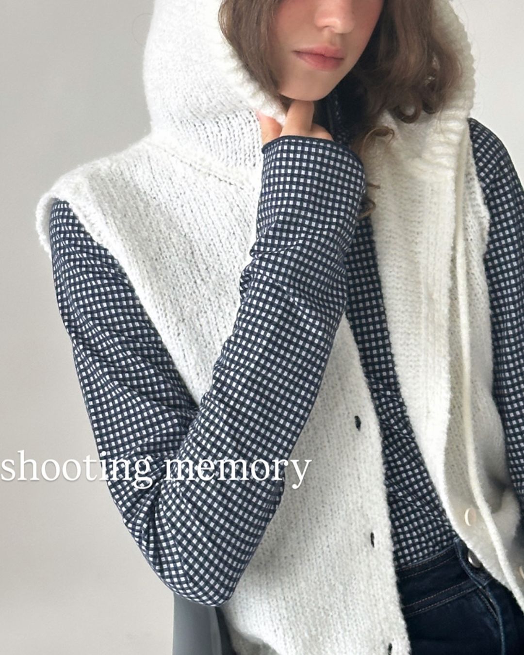 Loop Yarn Hooded Knit Vest　KN025