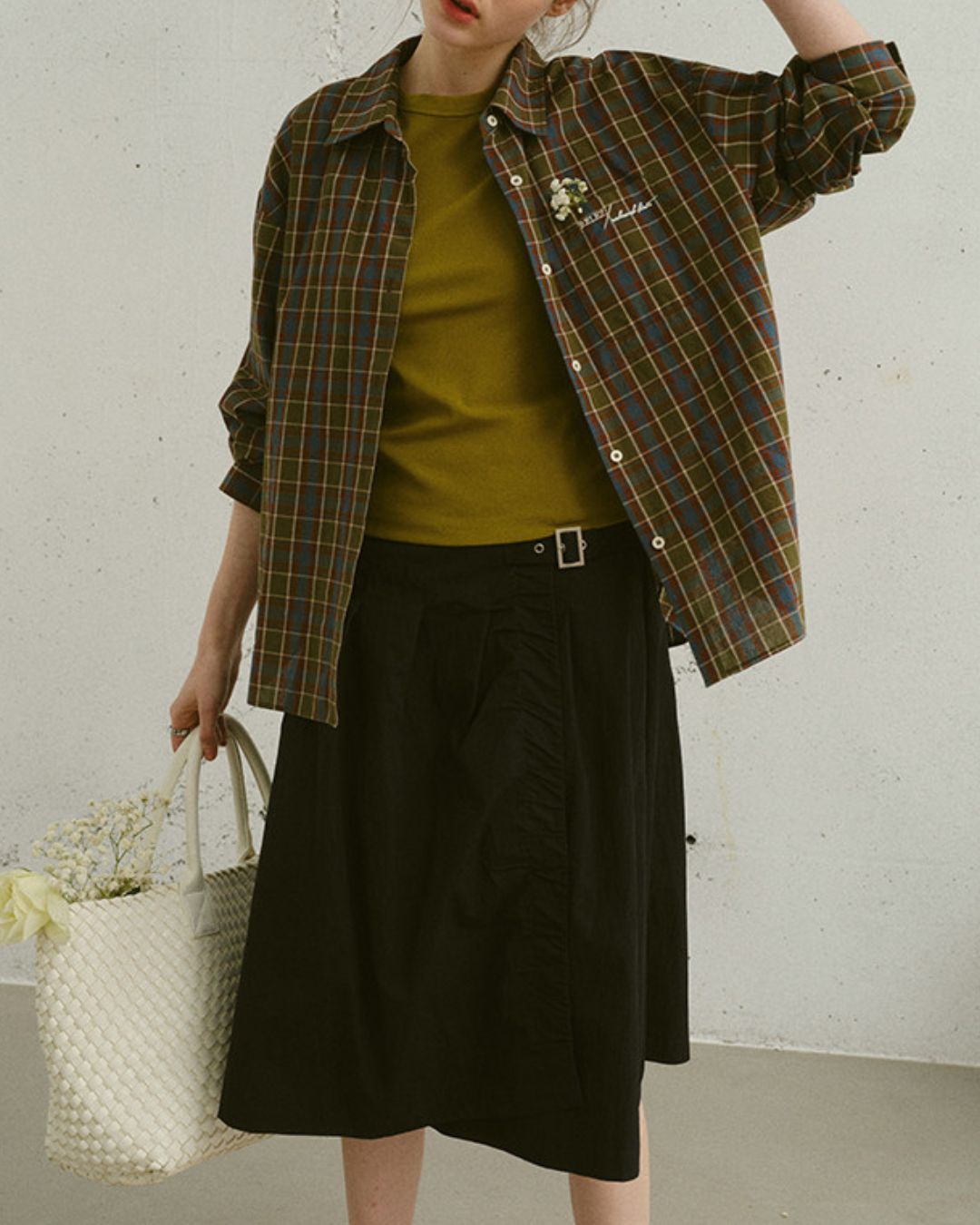 A-line Knee-length Wrap Skirt　SK022