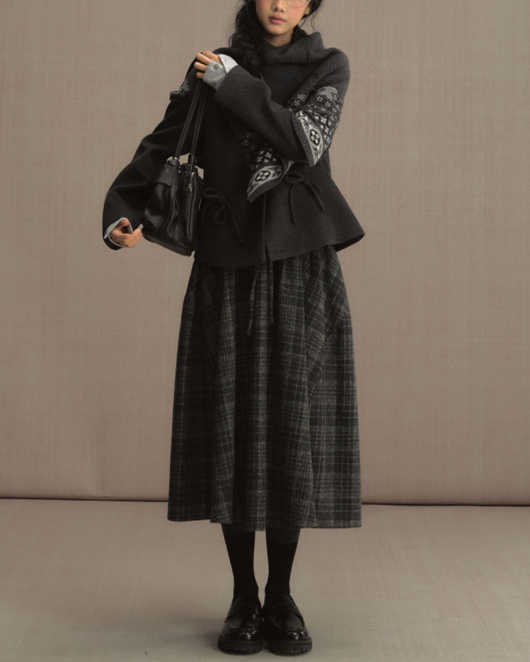 Fair Isle High Neck Cape　KN022