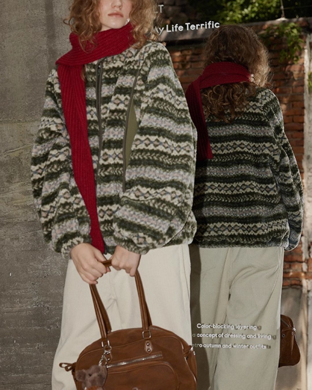 Fleece All-over Border Jacket　JK042