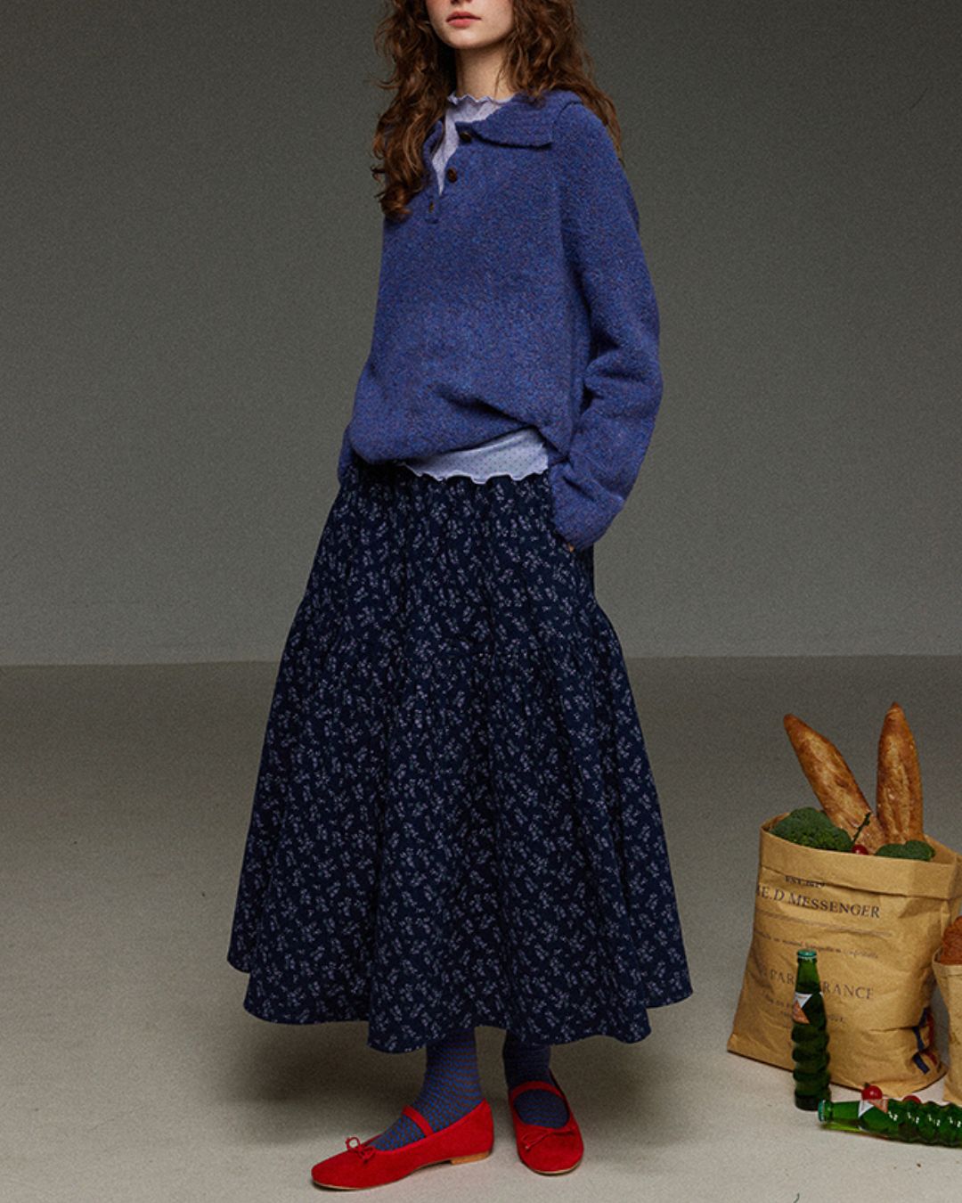 Half-button Collar Knit Pullover　KN055