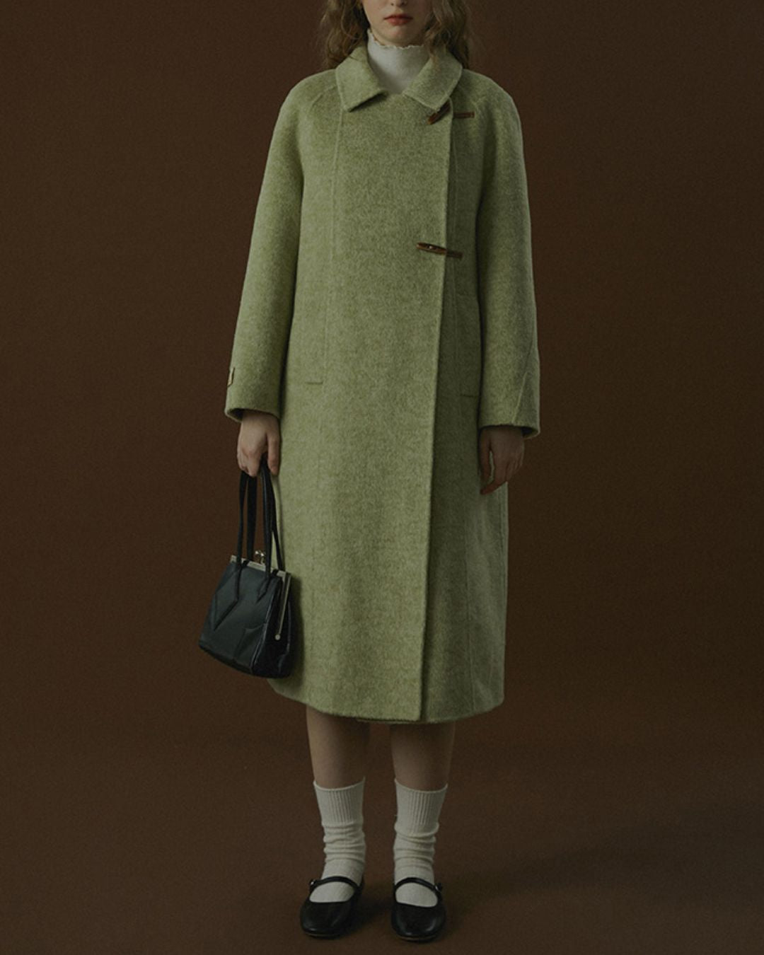 Retro Wool Collared Long Coat　CT008