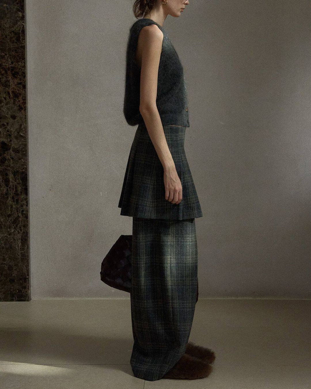 Tartan Check Pleated Mini Skirt　SK018