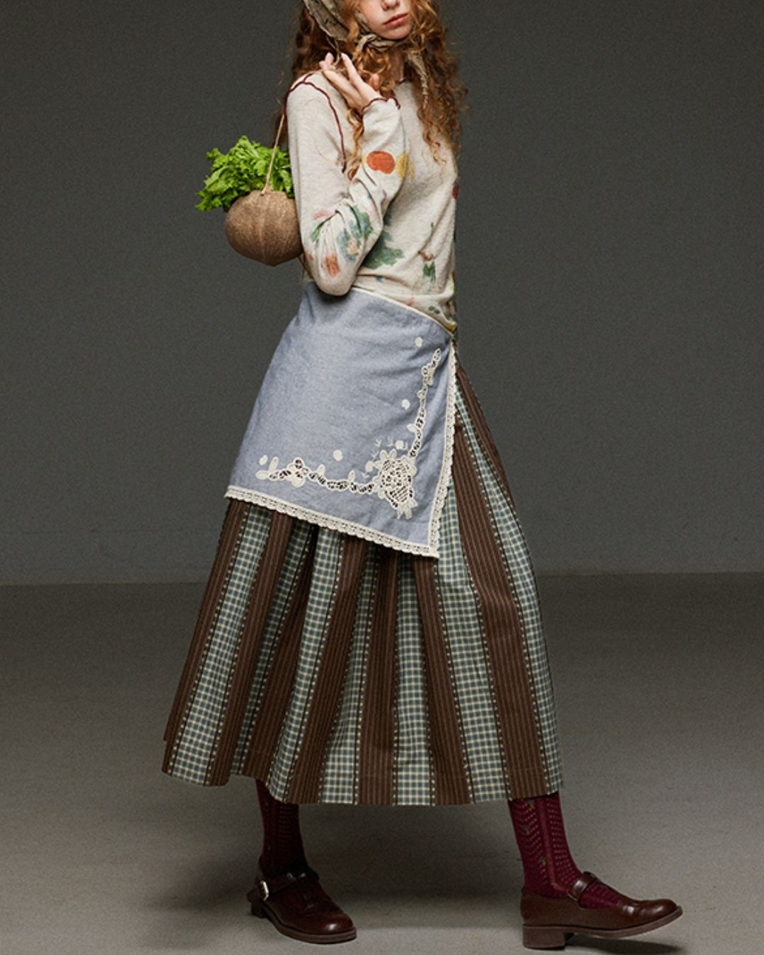 Mellow Frill Stitch Print T-shirt　LT011