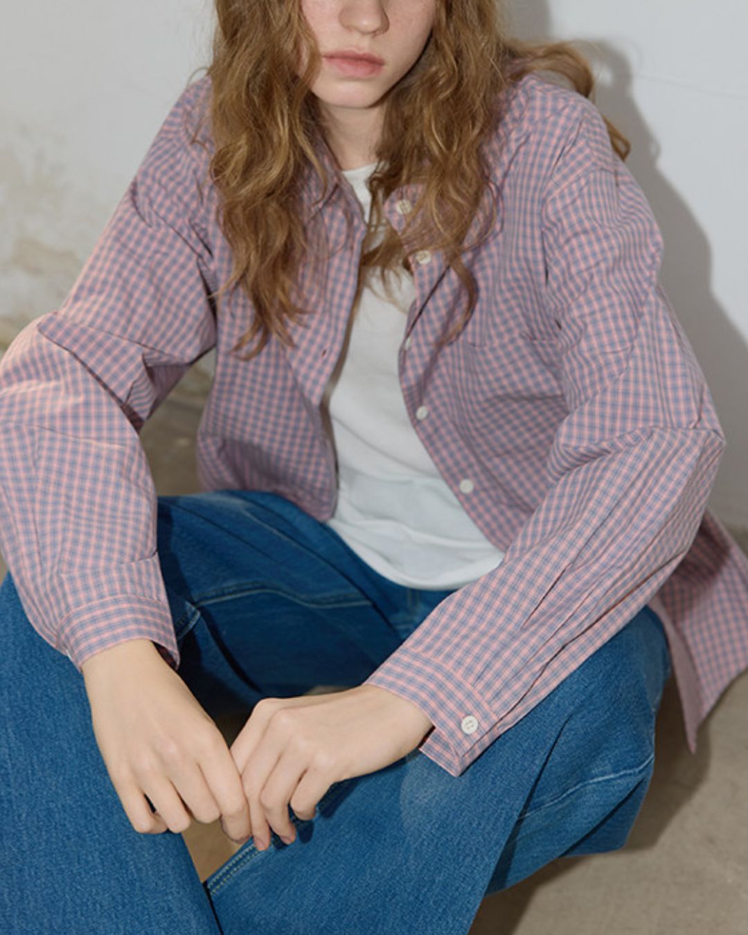 Cotton Pink Check Shirt　LS050