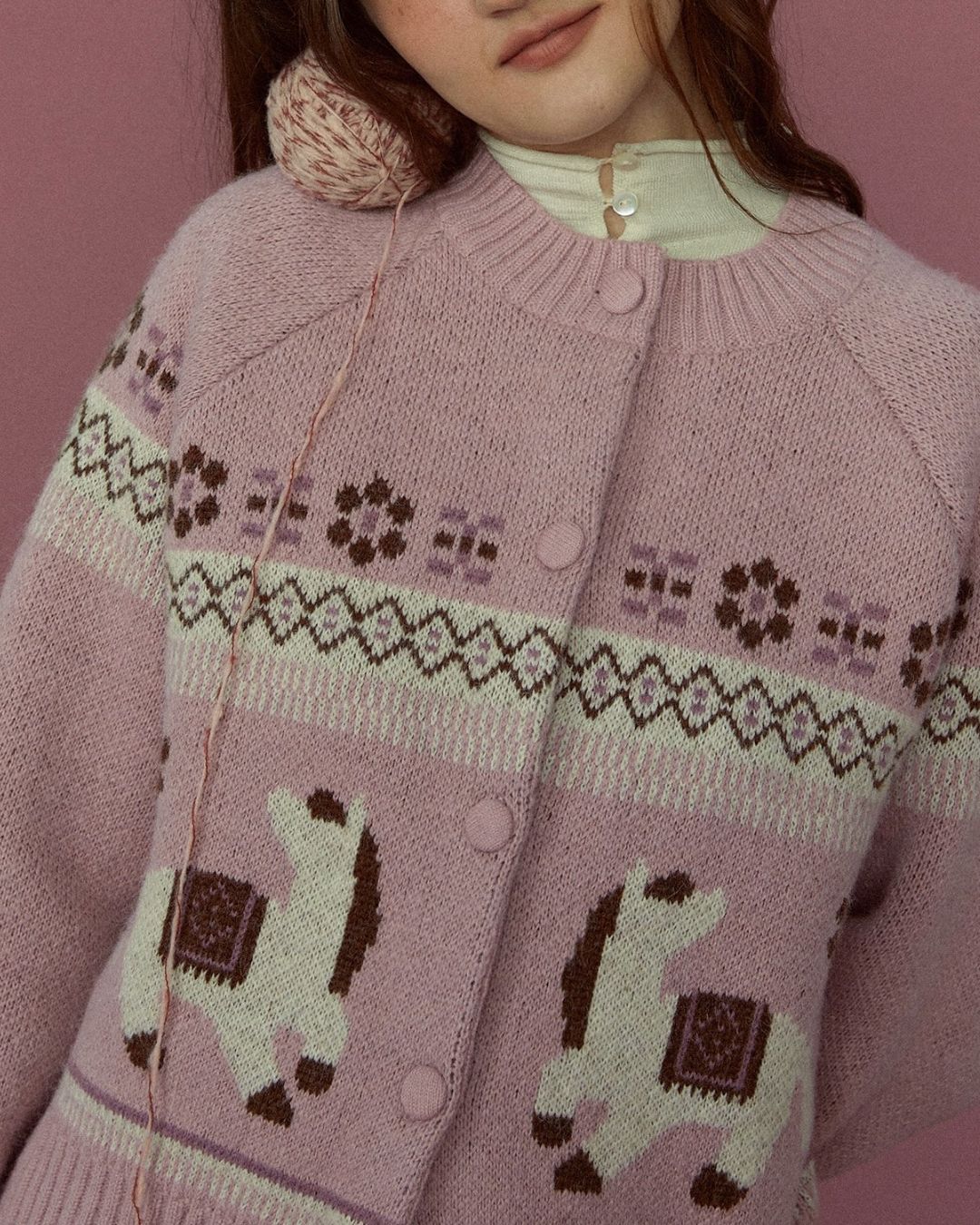 Dancing Pony Fair Isle Knit Cardigan　KN092