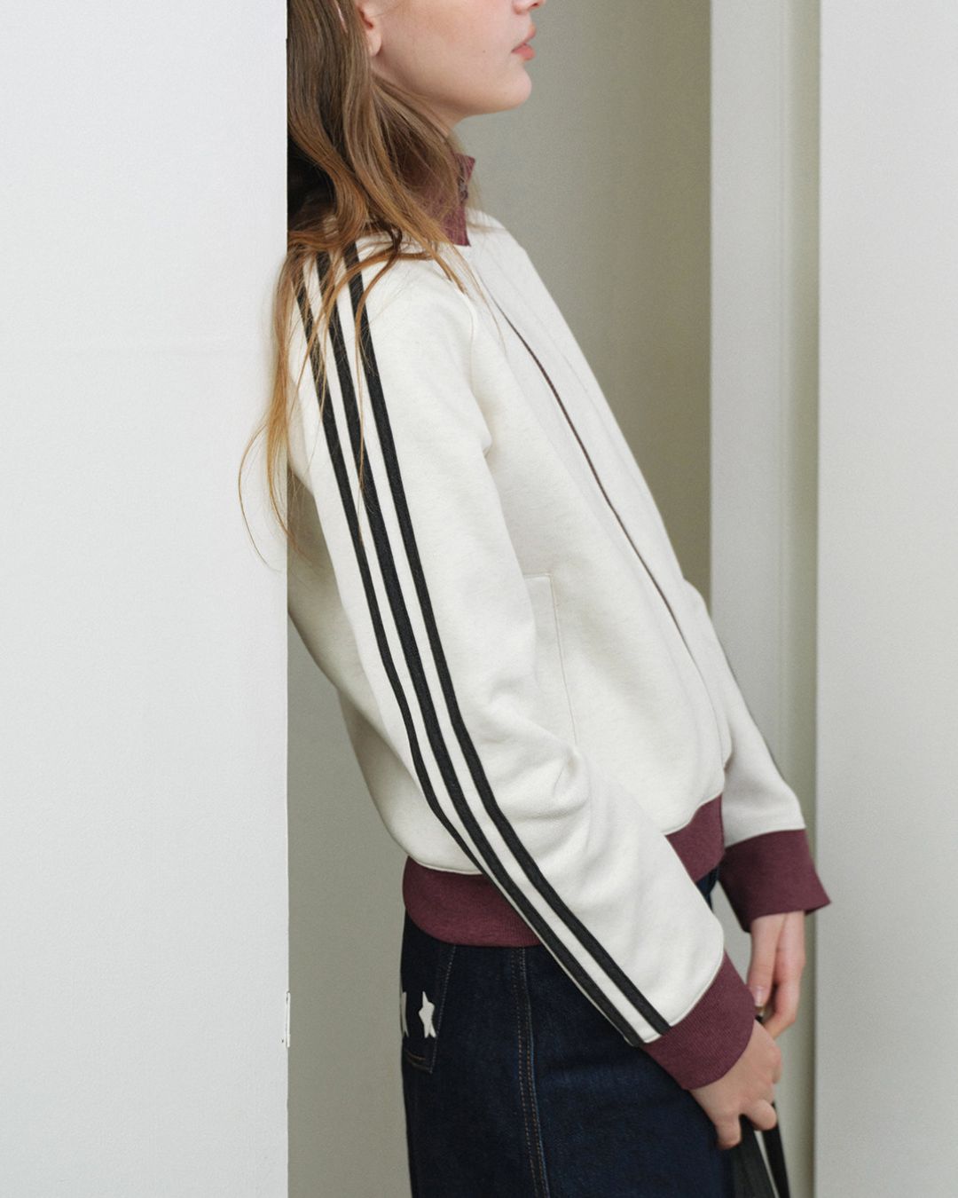 Color Block Three-Line Zip Cardigan　KN098
