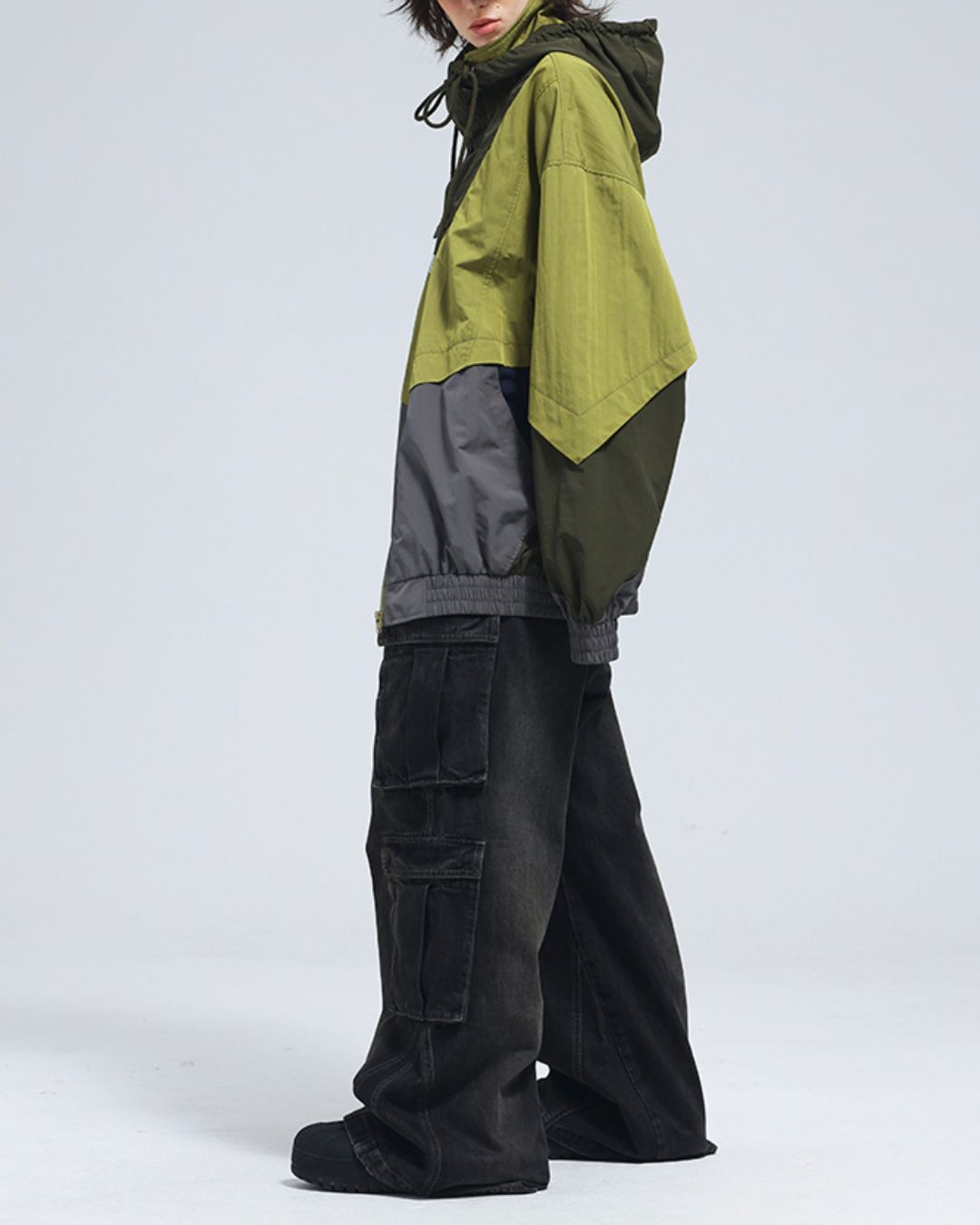 Oversized Colorblock Nylon Jacket　JK072