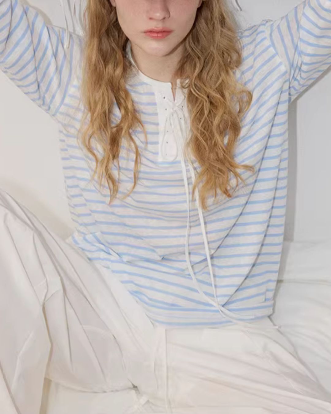 Lace-up Boader Loose T-shirt　LT028