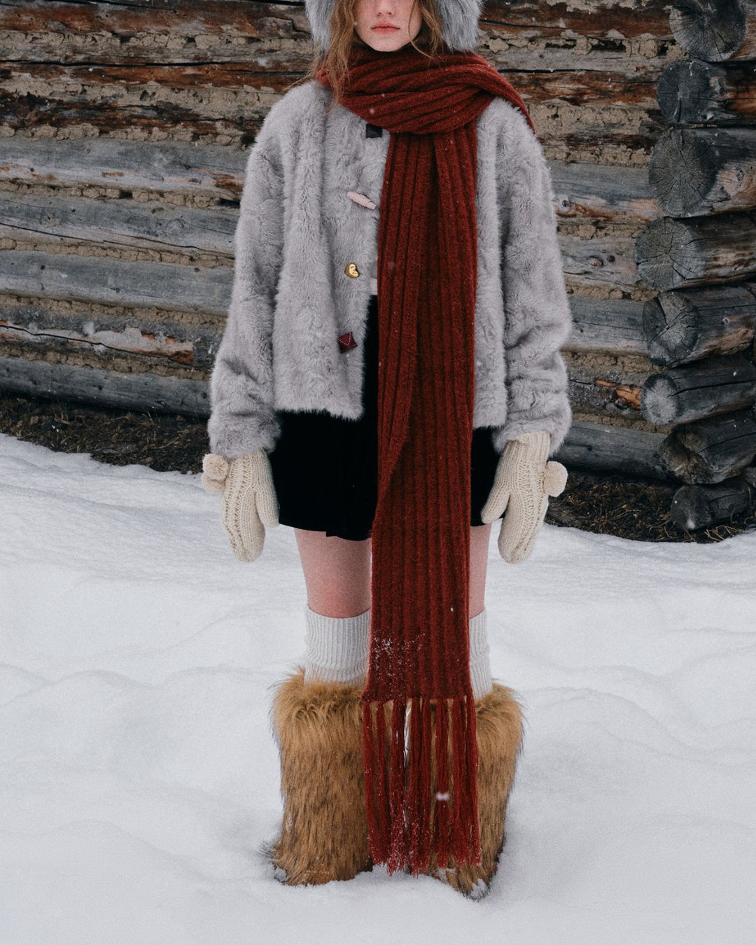 Faux Fur Colorful Button Jacket　JK076