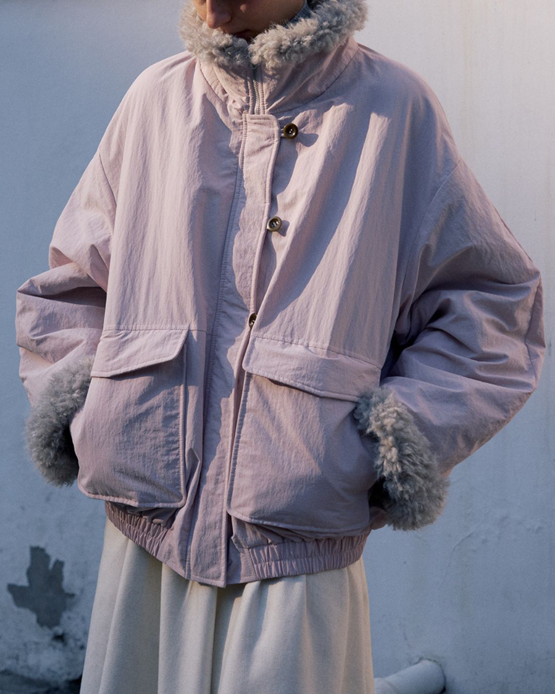 Stand-up Boa Collar Padded Jacket　JK077