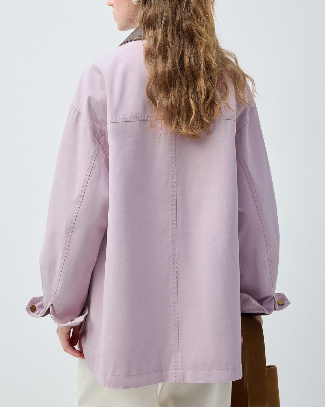 Leather Collar Oversized Work Jacket　JK082