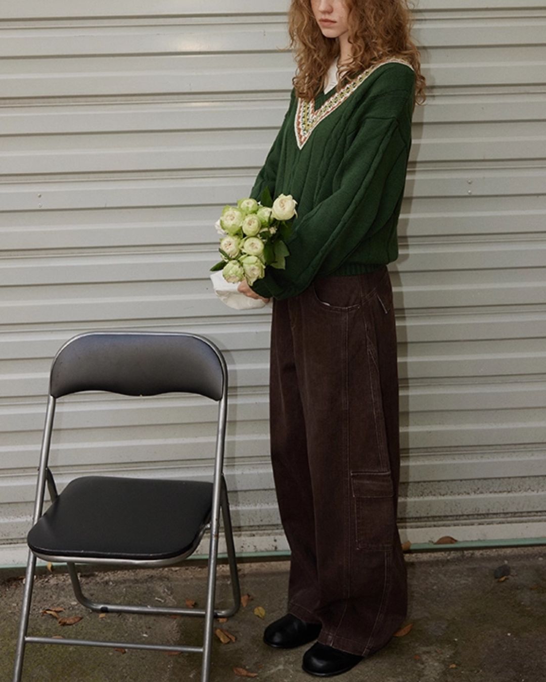 Fair Isle V-neck Sweater　KN053