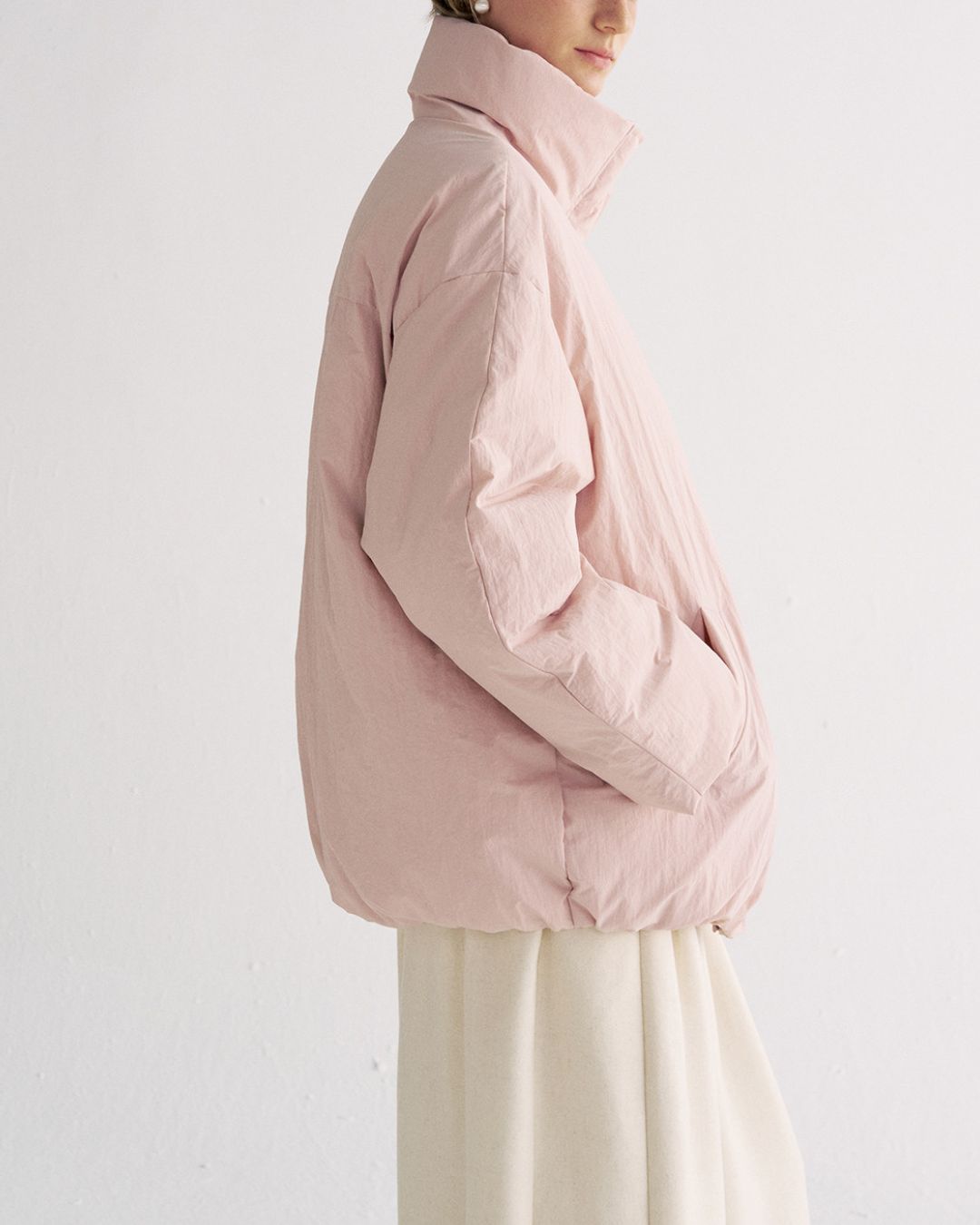 White Duck Down Gathered Jacket　JK079